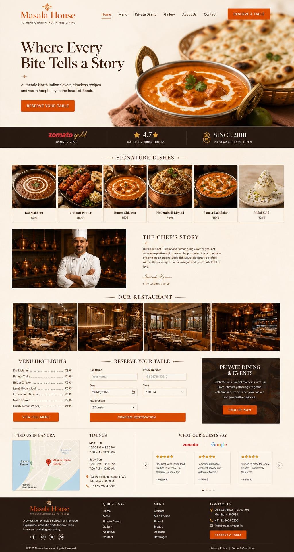 Restaurant — Jaipur landing page preview