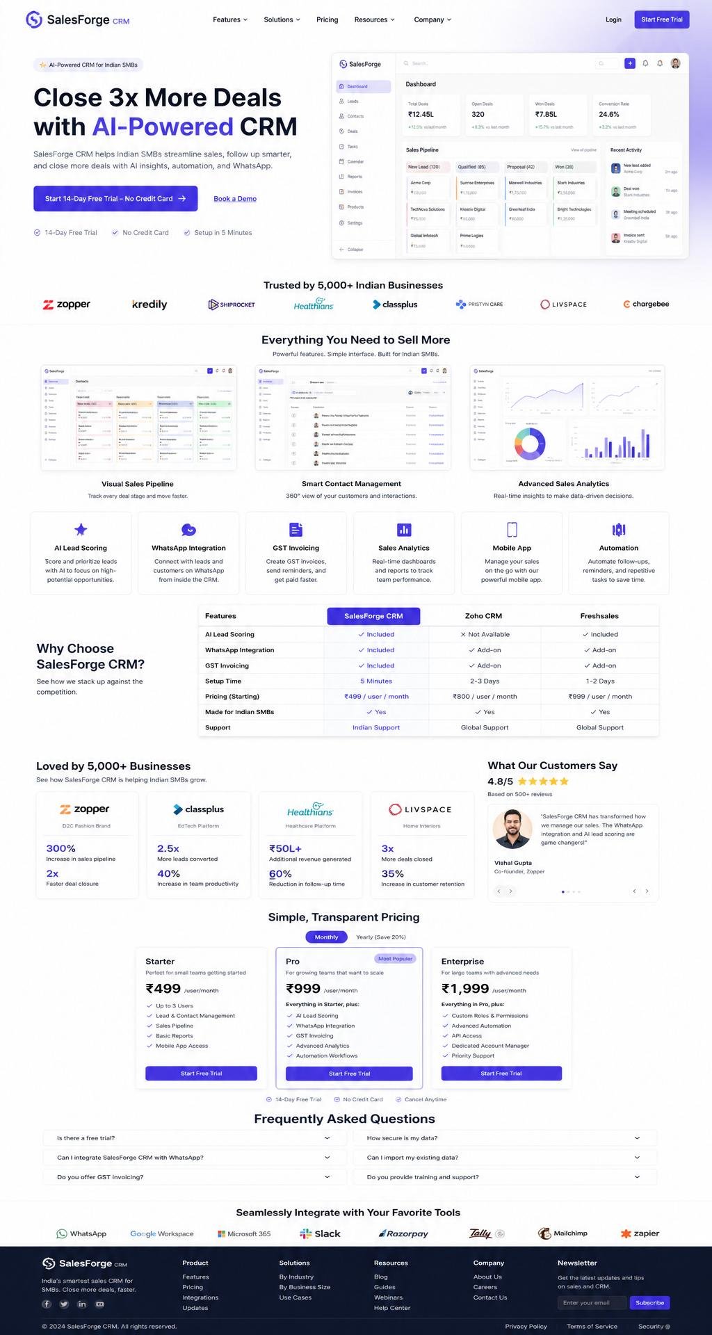 FlowCRM — B2B Startup landing page preview