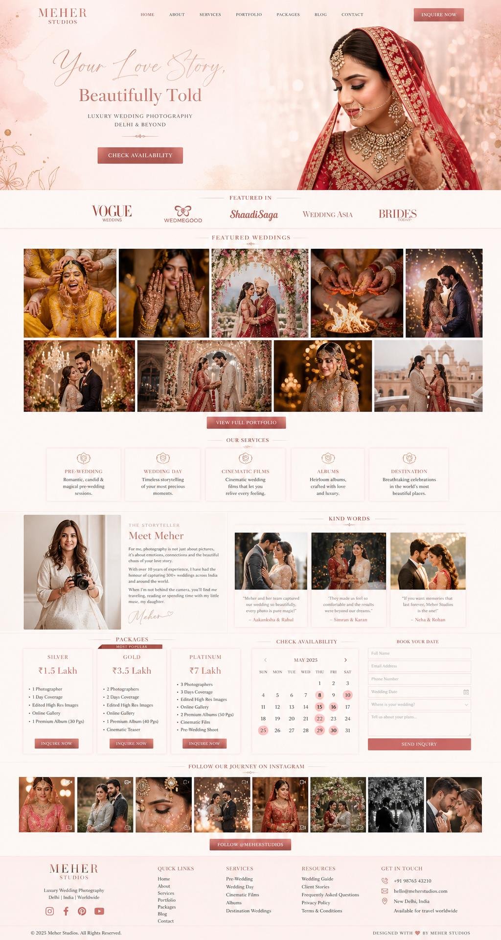 Wedding Studio — Bangalore landing page preview